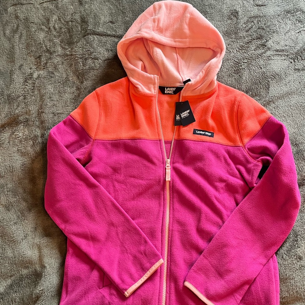 Lands' End Girls Full zip fleece jacket NWT size XL 14-16.